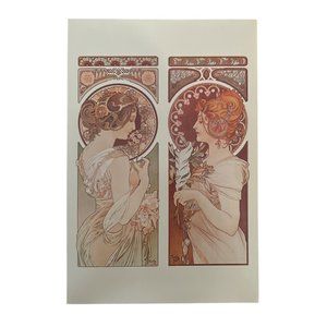 SOLD. Art Nouveau Vintage, DEUX PANNEAUX DECORATIFS,  by Alfons Mucha
